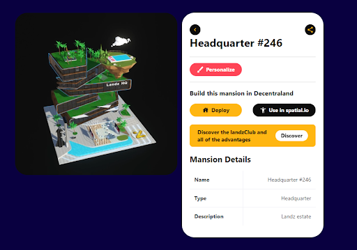 Landz Builder will give access to deploy your NFTs on Decentraland